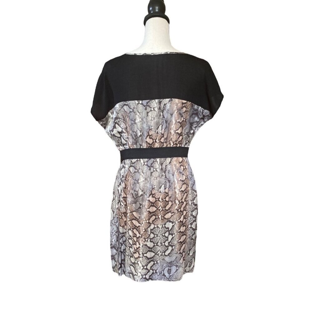 Zara Basic Womens Large Snakeskin Print Elastic Waist Casual Dress Black & White - Picture 4 of 9